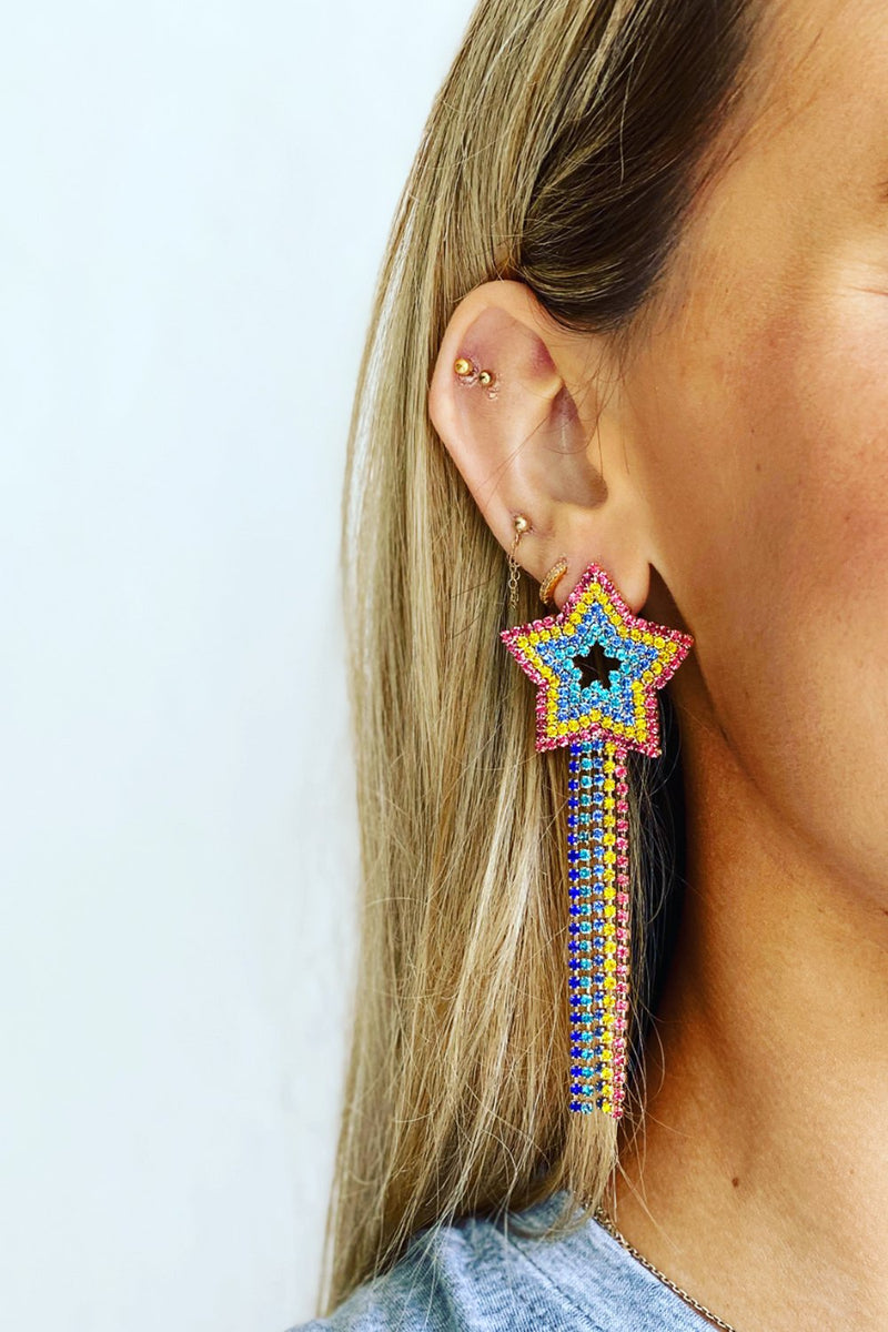 Rainbow store star earrings