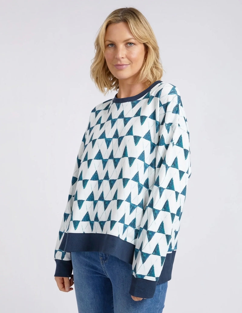 Janey Geo Crew Navy Geo Print