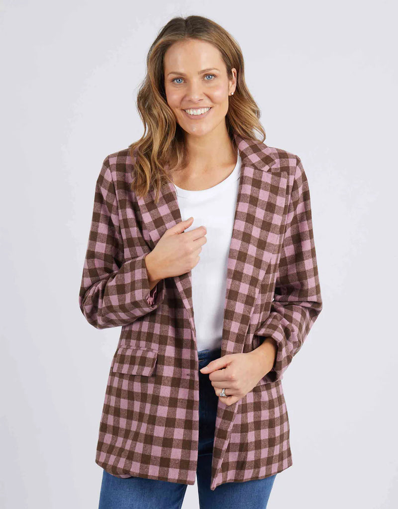 Spencer Check Blazer | Dusty Pink/Chocolate Check